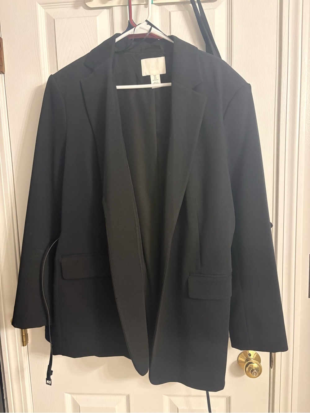 H&M Black Women's Blazer - Open Front Tailored Jacket